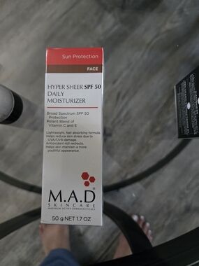 M.A.D. Hyper Sheer SPF 50 Daily Moisturizer - Red/White